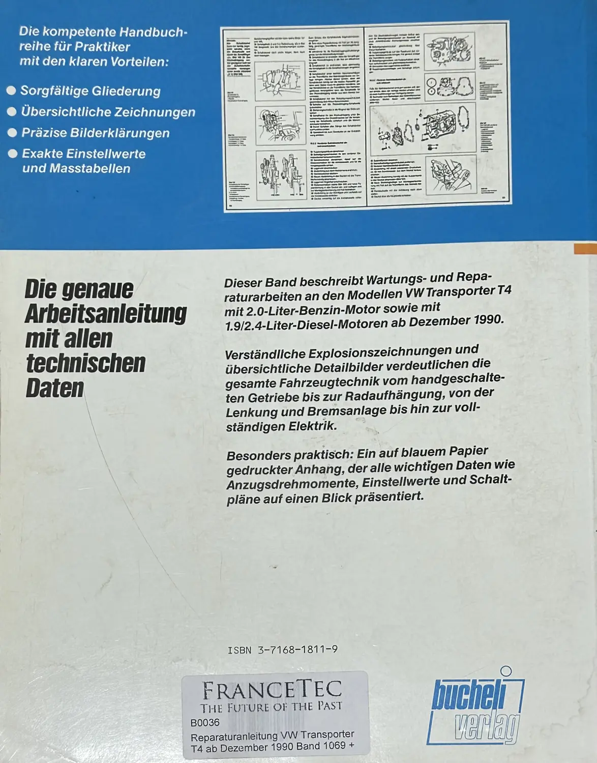 Reparaturanleitung VW Transporter T4 ab 1990 Band 1069/1070 Bucheli Verlag gebraucht